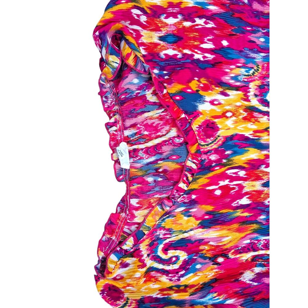 Chloe+Rene Plus Size 2X Vibrant Abstract Paisley Ikat Blouse Top - 3/4 Sleeve - Picture 3 of 4